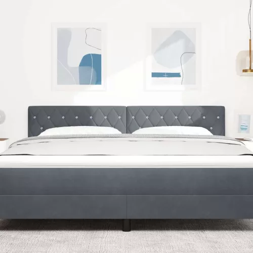  LED ágytámla LED -es lámpákkal Sötétszürke 180 cm Poliészter