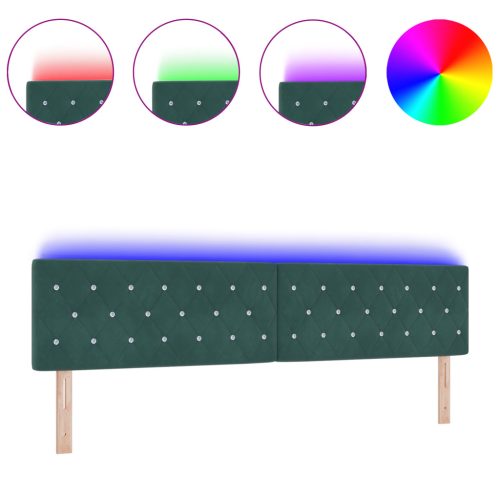  LED fejtámla kristálygombos steppelésű sötétzöld 100 cm bársony