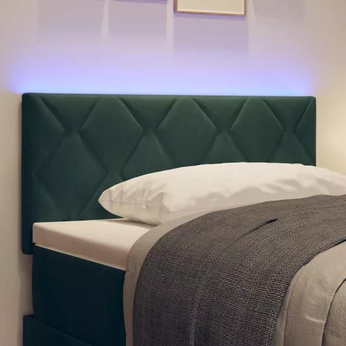  LED ágytámla Sötétzöld 100 cm Bársony