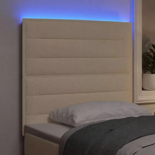  LED ágytámla LED szalagokkal fejtámlával Krém 80 cm szövet