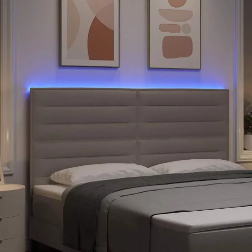  LED ágytámla LED szalagokkal fejtámlával Tópszínű 180 cm szövet