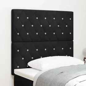    LED ágytámla LED szalagokkal fejtámlával Fekete 100 cm Bársony