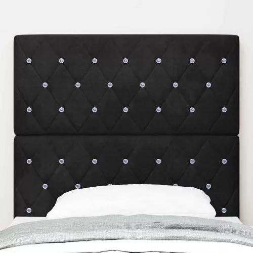  LED ágytámla LED szalagokkal fejtámlával Fekete 100 cm Bársony