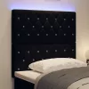  LED ágytámla LED szalagokkal fejtámlával Fekete 100 cm Bársony