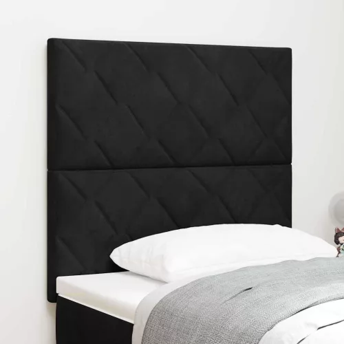  LED ágytámla Fekete 90 cm Bársony