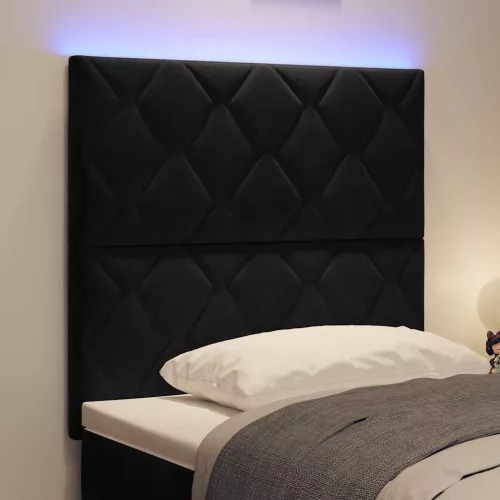  LED ágytámla Fekete 90 cm Bársony