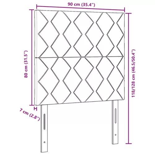  LED ágytámla Fekete 90 cm Bársony