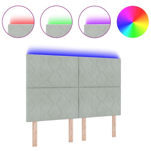  LED Fejtámla Gyémánt Blokkok Mintázat Világosszürke 144 cm Velúr