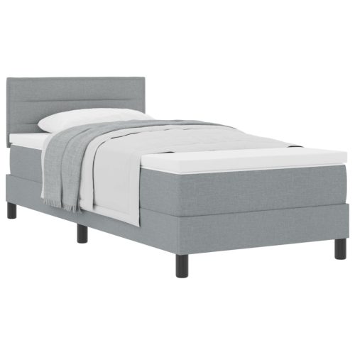  Boxspring Ágy Mattal Világosszürke 90x190 cm Szövet