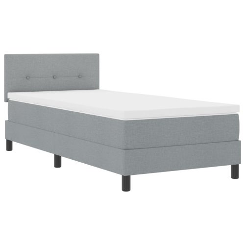  Boxspring Ágy Mattal Világosszürke 90x200 cm Szövet
