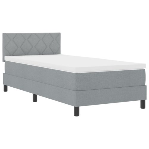  Boxspring ágy matraccal világosszürke 100x200 cm szövet