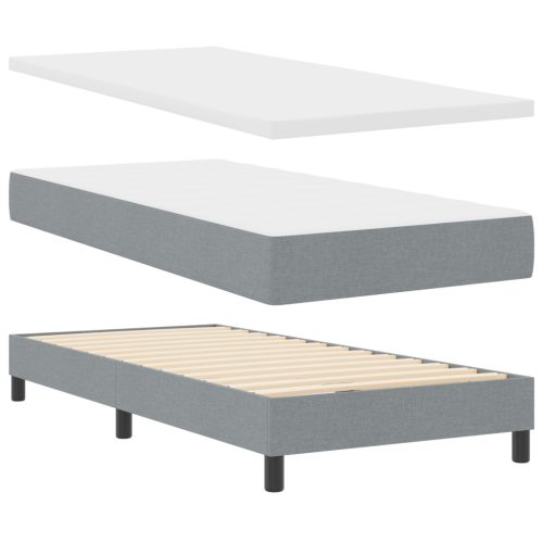  Boxspring ágy matraccal világosszürke 100x200 cm szövet