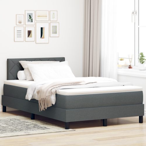  Boxspring ágy matraccal sötétszürke 120x200 cm szövet