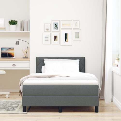  Boxspring ágy matraccal sötétszürke 120x200 cm szövet