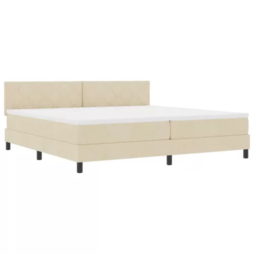  Boxrugós ágy matracmal fejtámlával Krém 200 x 200 cm szövet