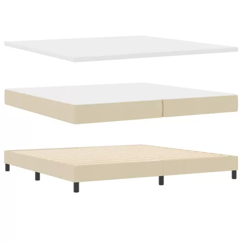  Boxrugós ágy matracmal fejtámlával Krém 200 x 200 cm szövet