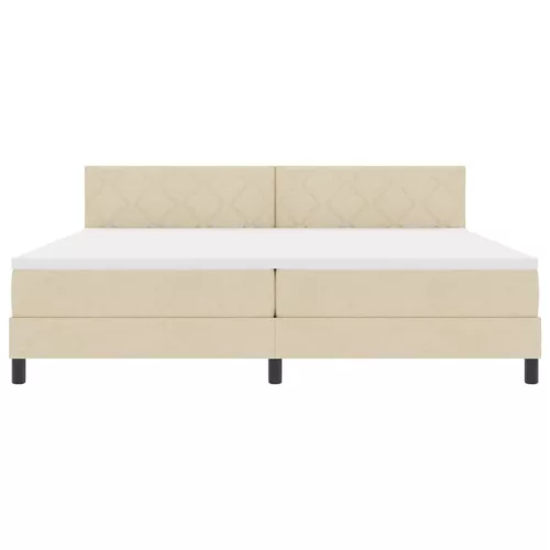  Boxrugós ágy matracmal fejtámlával Krém 200 x 200 cm szövet