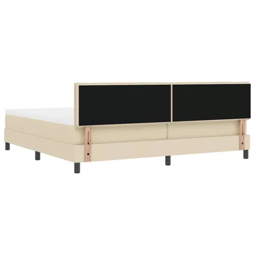 Boxrugós ágy matracmal fejtámlával Krém 200 x 200 cm szövet
