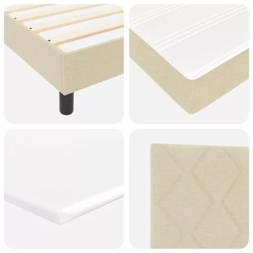  Boxrugós ágy matracmal fejtámlával Krém 200 x 200 cm szövet