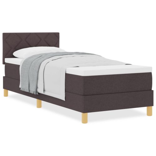  Boxspring ágy matraccal sötétbarna 80x200 cm szövet