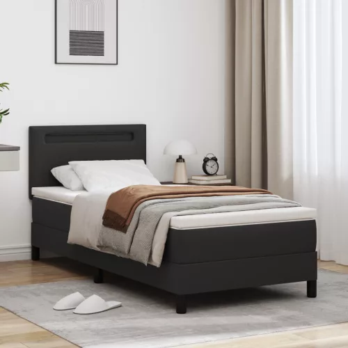  Boxspring Ágy Matrac - Fekete, Egyszemélyes, Műbőr