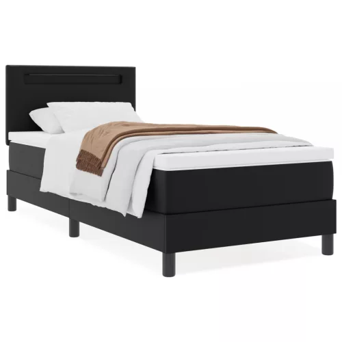  Boxspring Ágy Matrac - Fekete, Egyszemélyes, Műbőr