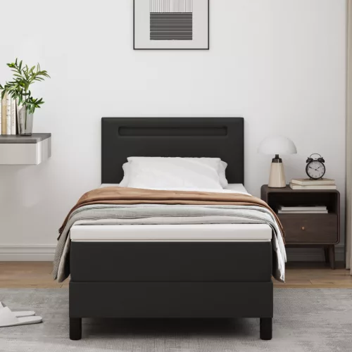 Boxspring Ágy Matrac - Fekete, Egyszemélyes, Műbőr