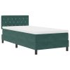  Boxspring Ágy Mattal Sötét Zöld 90x200 cm Bársony