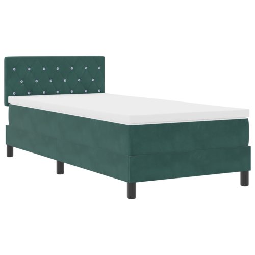  Boxspring Ágy Mattal Sötét Zöld 90x200 cm Bársony
