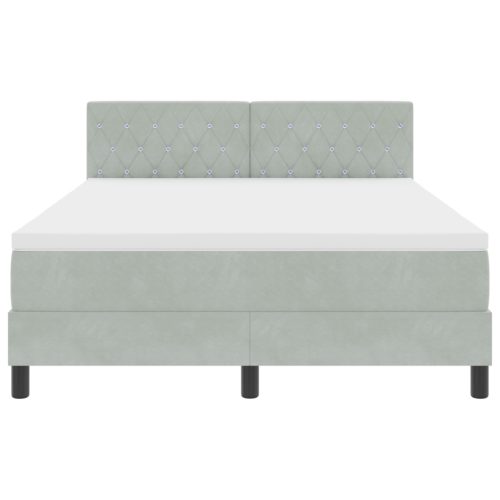  Boxspring Ágy Matrac Kivilágos Szürke 140x200 cm Bársonyos