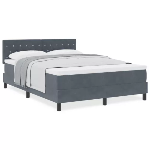  Boxspring Ágy Matracokkal Sötétszürke 140x200 cm Bársony