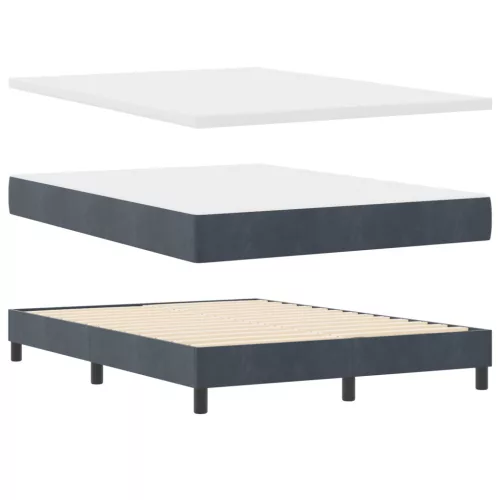 Boxspring Ágy Matracokkal Sötétszürke 140x200 cm Bársony