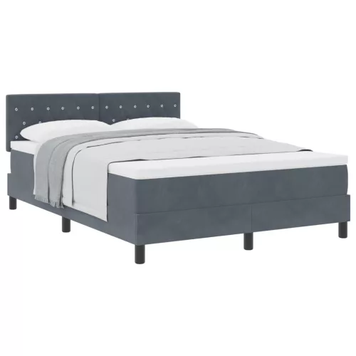  Boxspring Ágy Matrac Ezüst Szürke 160x200 cm Bársonyos