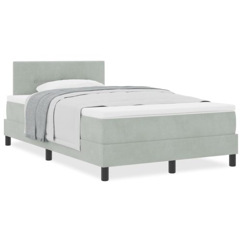  Boxspring Ágy Matrac Könnyű Szürke 120x200 cm Bársony