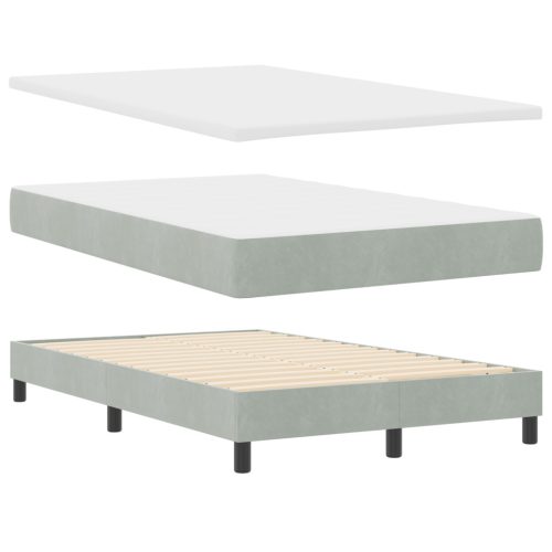  Boxspring Ágy Matrac Könnyű Szürke 120x200 cm Bársony