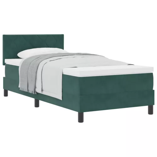  Boxspring Ágy Matrac nélkül Sötét Zöld Egyszemélyes Bársony