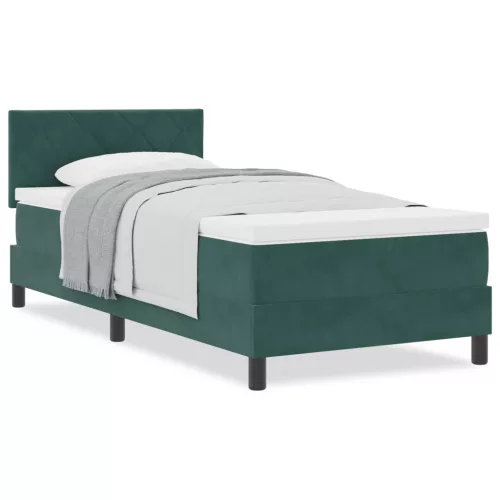  Boxspring Ágy Matrac nélkül Sötét Zöld Egyszemélyes Bársony