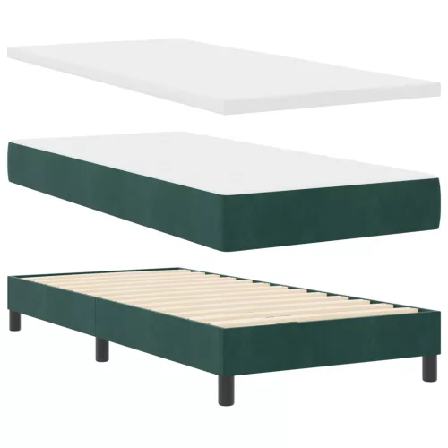  Boxspring Ágy Matrac nélkül Sötét Zöld Egyszemélyes Bársony