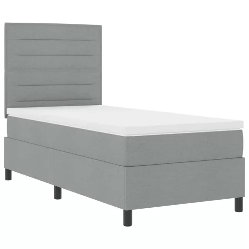  Boxrugós ágy matracmal Világosszürke 90 x 190 cm szövet
