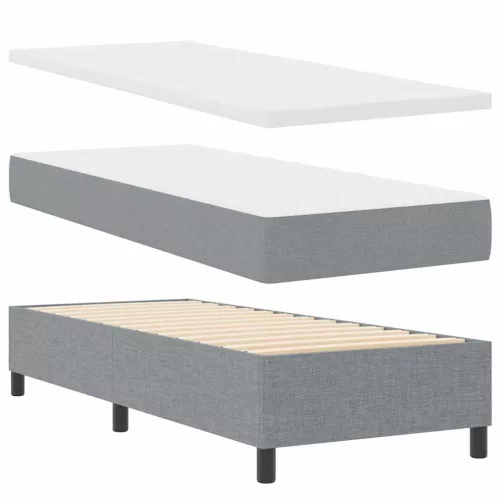  Boxrugós ágy matracmal Világosszürke 90 x 190 cm szövet