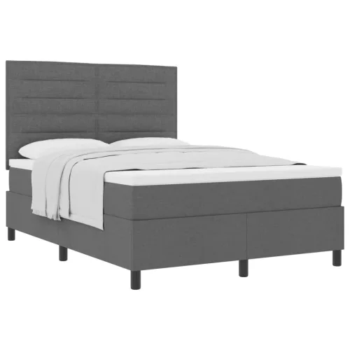  Boxrugós ágy matracmal Sötétszürke 140 x 200 cm szövet