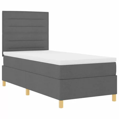  Boxrugós ágy matracmal Sötétszürke 90 x 200 cm szövet