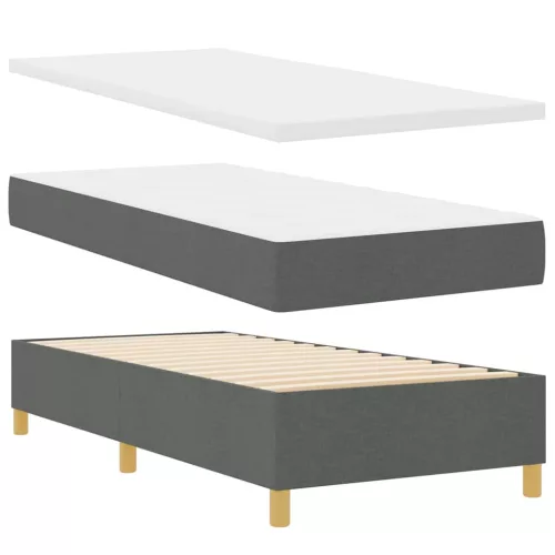  Boxrugós ágy matracmal Sötétszürke 90 x 200 cm szövet