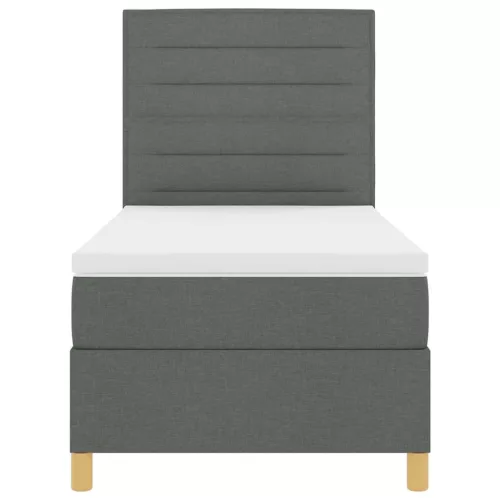  Boxrugós ágy matracmal Sötétszürke 90 x 200 cm szövet