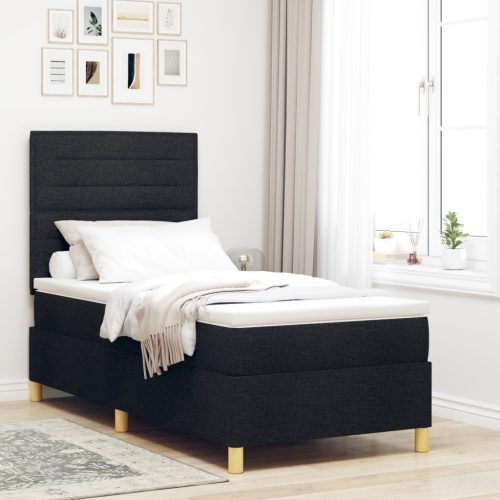  Boxspring ágy matraccal Fekete 100x200 cm Szövet