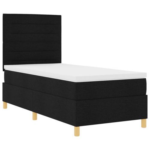  Boxspring ágy matraccal Fekete 100x200 cm Szövet
