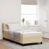  Boxrugós ágy matracmal fejtámlával Krém 80 x 200 cm szövet