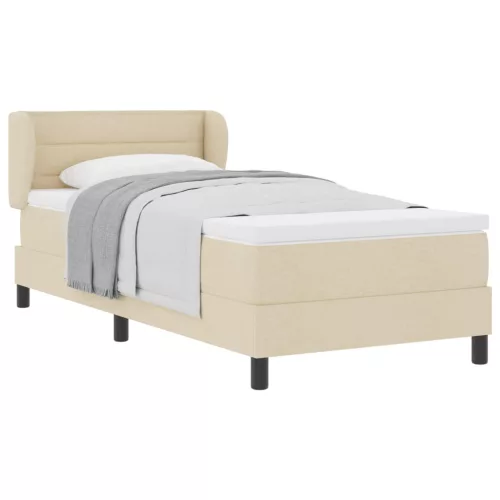  Boxrugós ágy matracmal fejtámlával Krém 80 x 200 cm szövet