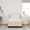 Boxrugós ágy matracmal fejtámlával Krém 80 x 200 cm szövet