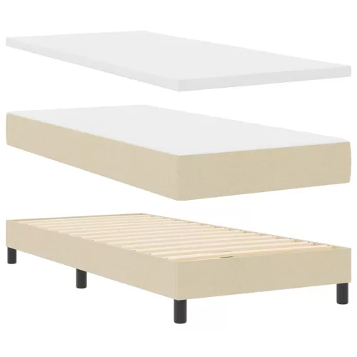  Boxrugós ágy matracmal fejtámlával Krém 80 x 200 cm szövet